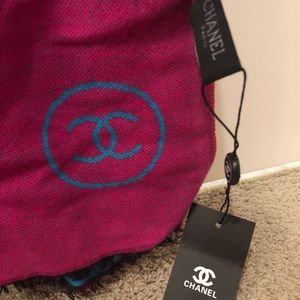 Chanel 65% Cashmere Striped Scarf NWT